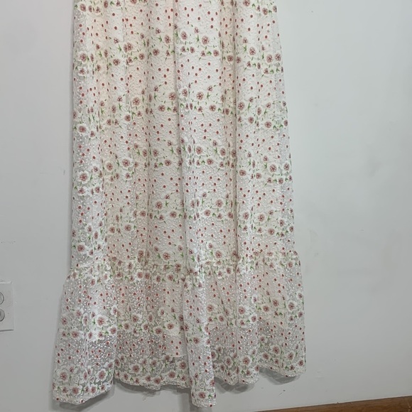 Sunny Embroidered Floral Tie Shoulder maxi Gown DRESS THE POPULATION new w tag - Picture 7 of 10